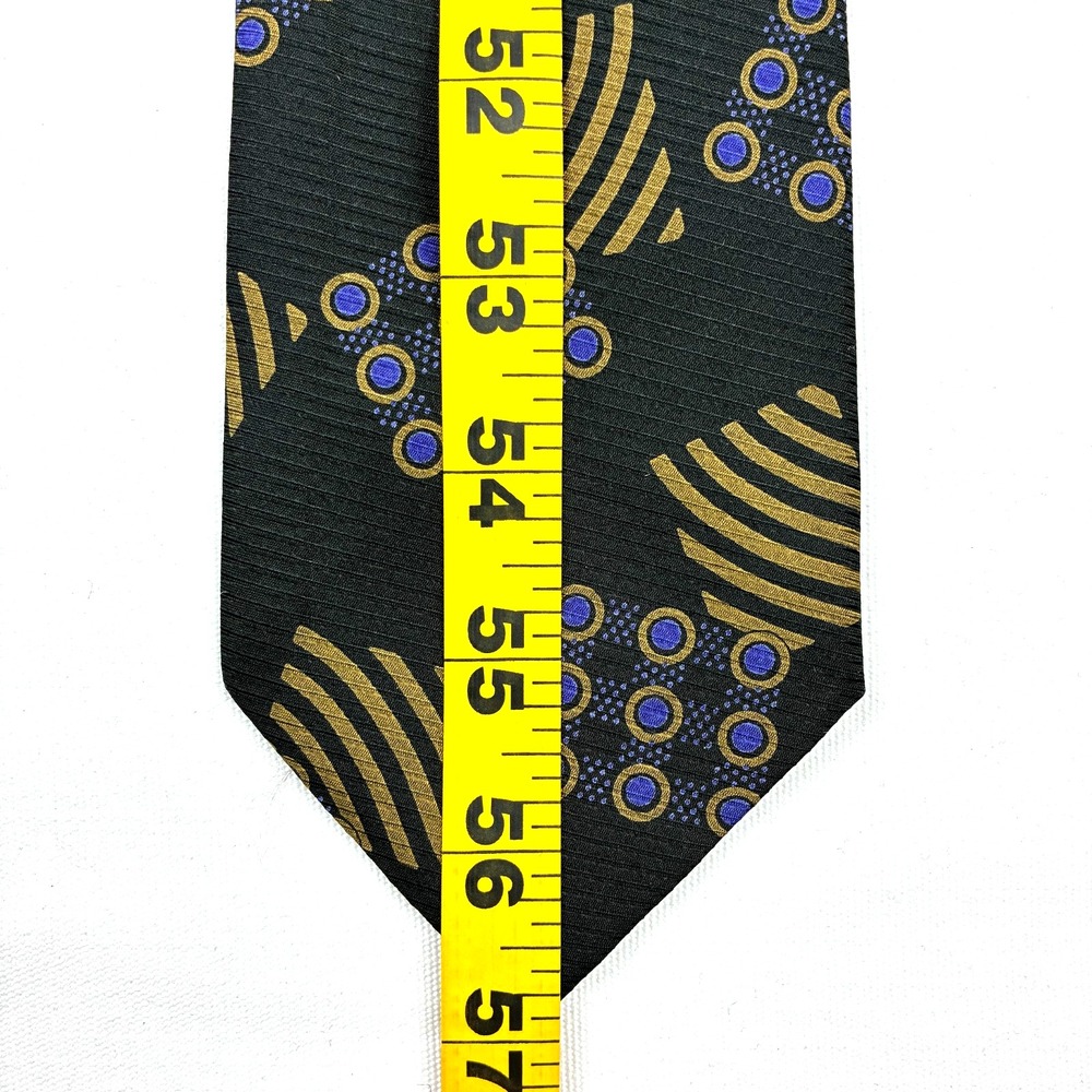 Giorgio Armani Silk Tie Cravatte Abstract Art Print Black Gold Made in Italy - Picture 7 of 8